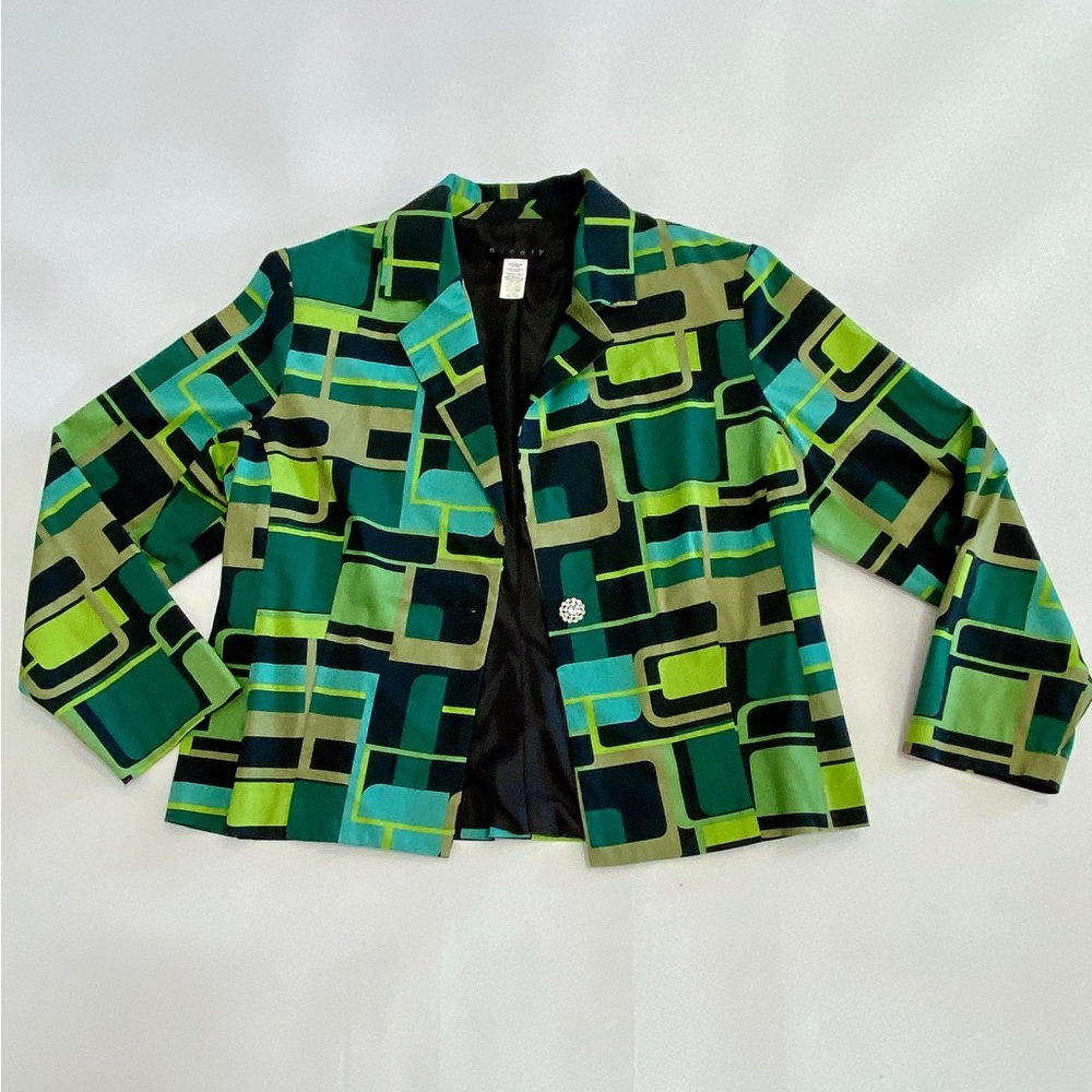 Vintage Green Geometric Print Jacket